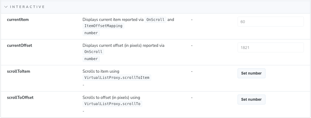 VirtualList Custom Args