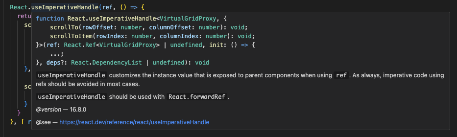 React Imperative Handle IntelliSense