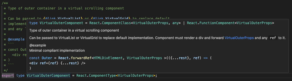 VirtualOuterComponent final IntelliSense