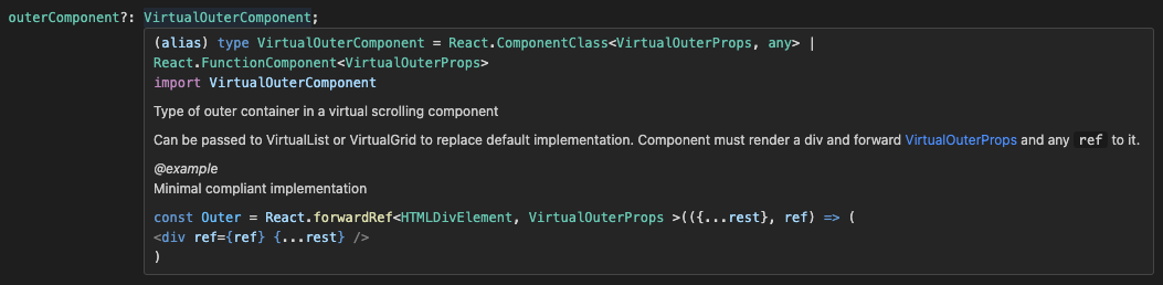 VirtualOuterComponent IntelliSense