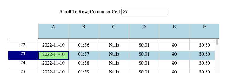 Selected Row Highlighting