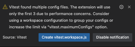 Vitest Workspace Warning