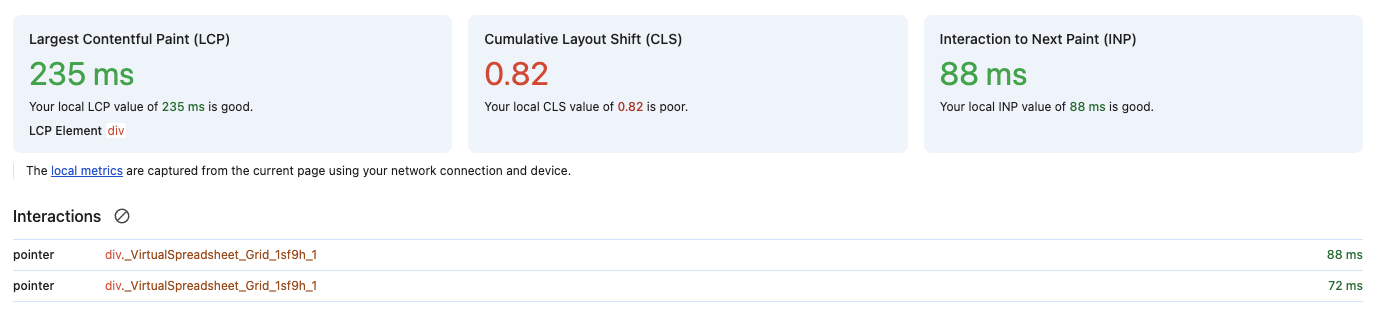 Web metrics during mouse wheel scrolling